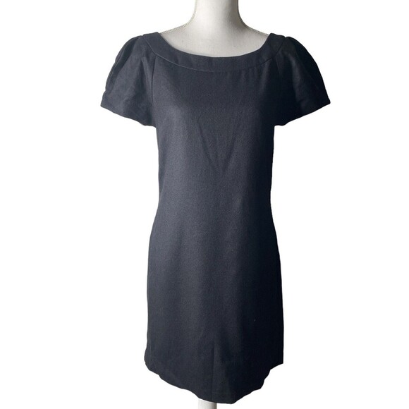 Graham & Spencer Wool Silk dress Black SZ Small Short Puff Sleeve Knee Length - Picture 1 of 12